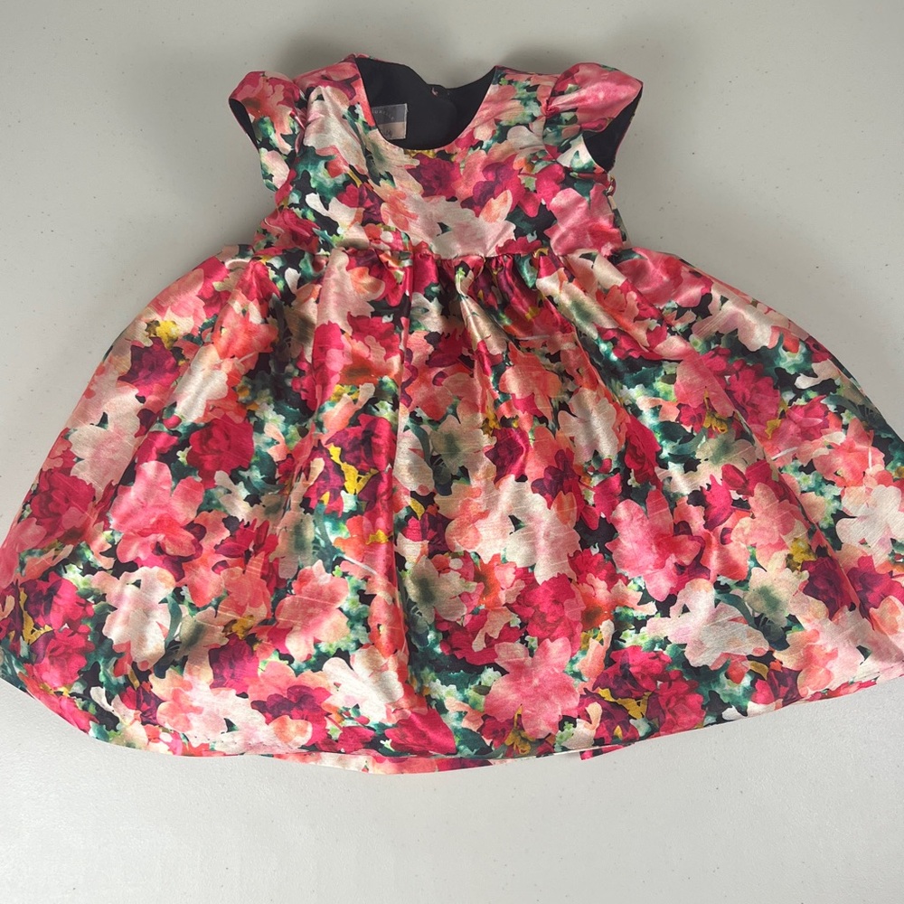 Pastourelle by Pippa & Julie Satin Floral Full Skirt‎ Dress sz 2T EUC